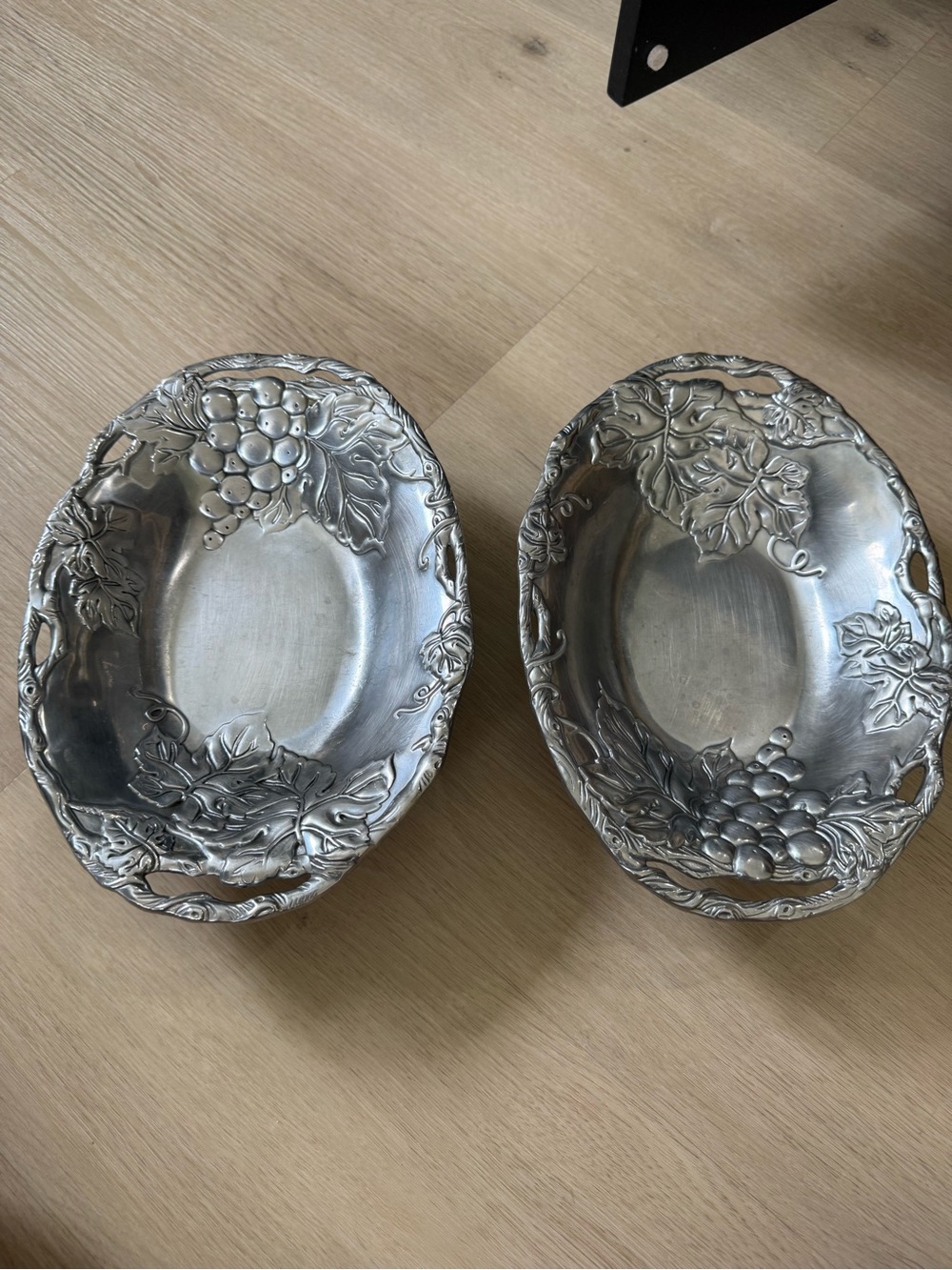 Arthur court Decorative Silver grape design Serving Bowls - Set of 2